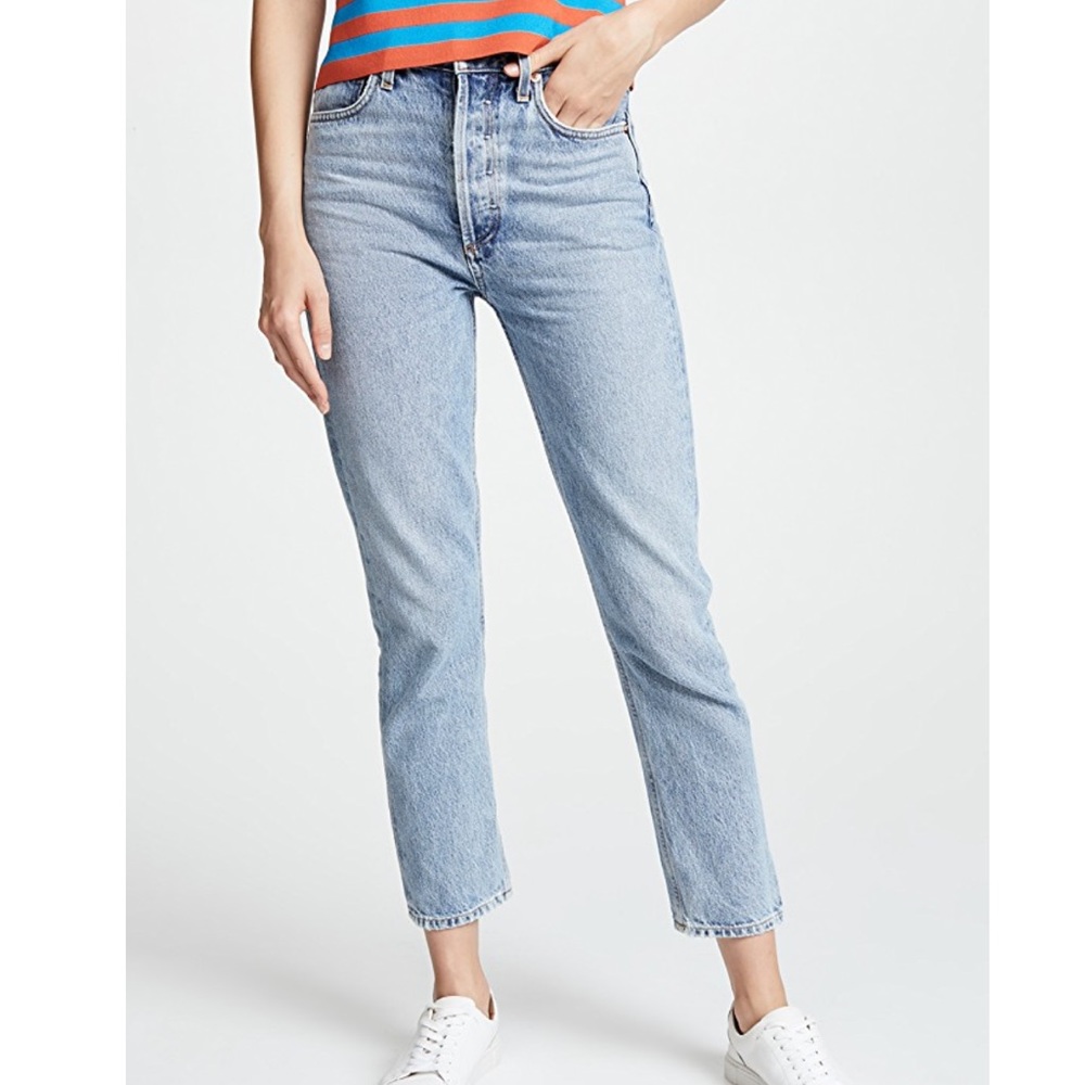 Agolde Riley High Rise Crop Jeans in Renewal